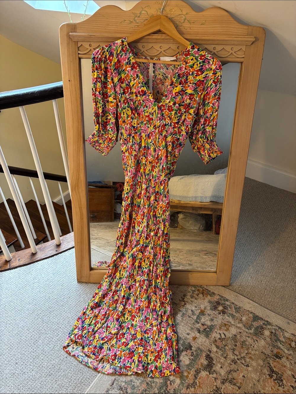 RIXO Multicolor Floral Maxi Dress in Pink, Yellow & Green